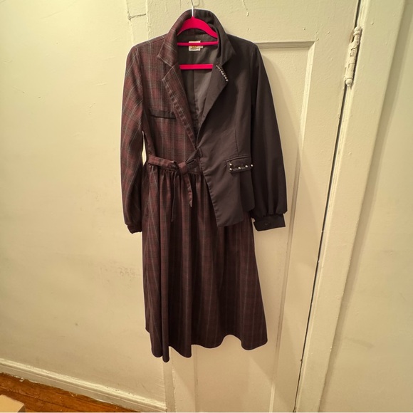 Chesca Plaid and Solid Blazer with Embellished Lapel - Picture 6 of 8